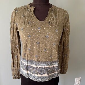 Lucky Brand Boho Floral Long Sleeve Blouse